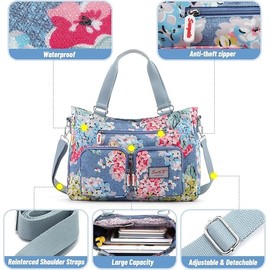 Gkstly Womens Handbag Top Handle Bag Multi Pockets Crossbody Shoulder Bag with Detachable Shoulder Strap Waterproof Messenger Bag Large Tote Bag for Casual Work Shopping Travel(Blue)