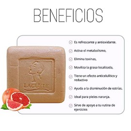 Jabón Natural de Toronja para Cuerpo | Refrescante y Exfoliante | Con Aceite de Toronja | Ideal para Piel Grasa y Piel de Naranja | 90 g | Laguede