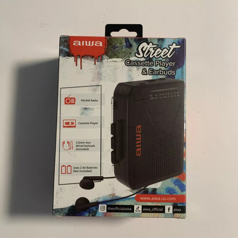 AIWA Street Cassette Player & Earbuds FM/AM Radio Brand NEW!