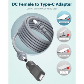 Starlink Mini DC Power Cable Adapter 2 Pack Female DC to USB C Male for Starlink Mini 20V Input Type C to DC 5.5 x 2.1mm Converter for Starlink Mini Power Cord Work with 100W PD Source (No Cable)