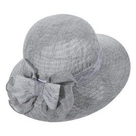 haozaikeji Women Sun Hat Fashion Summer Beach Cap Sun Protection Bowknot Bucket Hat Casual Elegant Ladies Church Hat for Wedding Traveling Holiday Outdoor Hat Foldable Grey