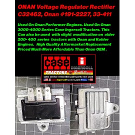 CASE, CASE INGERSOLL, INGERSOLL Onan Replaces #191-222 Voltage Regulator Rectifier and New Bolt Rectifier