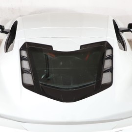 Car Craft Perforated Rear Hood Vent Grille Inserts, Polished Stainless Steel for C8 Corvette Stingray 2020-2024 (Manual convertible version)