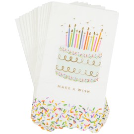 C.R. Gibson TW8-25509 Sprinkle Disposable Dinner Napkins and Bathroom Guest Towels for Birthday Parties, 4.2" x 7.85", Multicolor, 16 Pieces