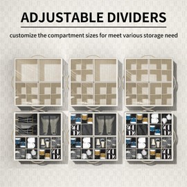 Aokeyee Shoe Organizer for Closet,2 Pack Foldable Shoe Storage Organizer Box Bin w/Adjustable Dividers and Clear Cover, Fits up to 16-32 Pairs, (Beige)