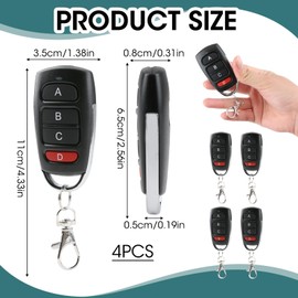 Joynine Pack of 4 Garage Door Opener Remote Control, 433 MHz Wireless Remote Control Duplicator, Garage Door Remote Control, Universal, Suitable for Cars, Garage Doors, Gates