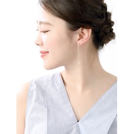 Vingtaine E2043 Single Stone Wavelong, Non-Hole Earrings, Resin-Like Earrings, Resin Silver Brass Cubic Zirconia, Cubic Zirconia