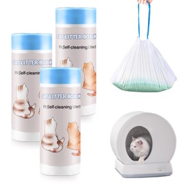 60 Count Self-Cleaning Cat Litter Box Liners Compatible With MW-SC01/MW-SC02/MW-LR01 Automatic Cat Litter Box, Drawstring Heavy Duty Cat Litter Receptacles Bags Replacement Trash Bag -18" x 12.6"