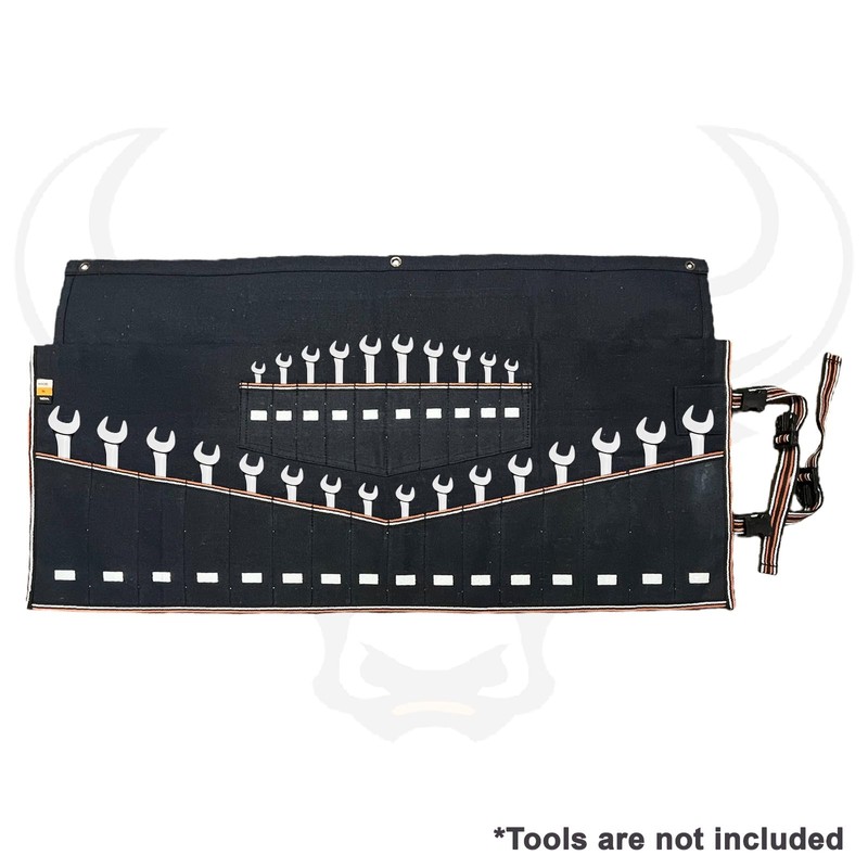BULL TOOLS Wrench Organizer 26 Pocket Roll Up Pouch with