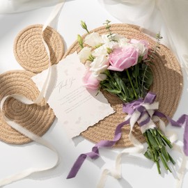 AOKSUNOVA Cotton Ribbon, Fabric Ribbon, Ribbon, Cotton Gift Ribbon, Lilac, Purple