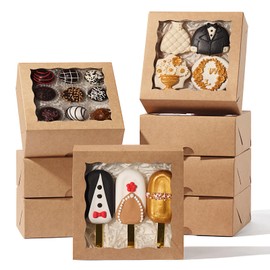 JCXGRVC JCXGRVC 6x6x2.5Inches Chocolate Strawberries Boxes Cake Boxes Charcuterie Boxes Bakery Boxes with Full Window Cookies Boxes Cakesickle Truffle Treat Box for Christmas Valentine's