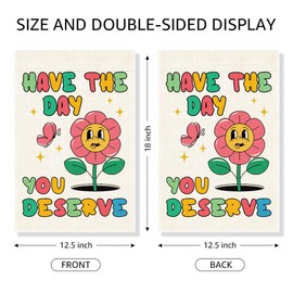 Gkodw Have The Day You Deserve Garden Flag, Funny Sunflower Yard Sign for Outside, Sarcasm Kindness Social Justice Flag, Women's Rights Pride Empower Feminist Garden Flag