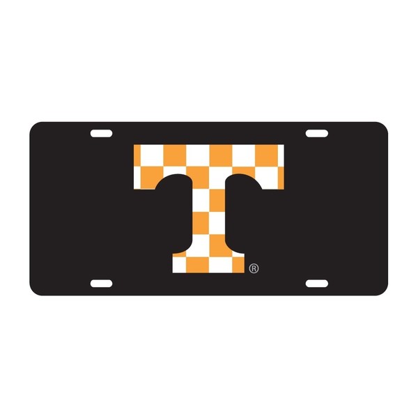 UT Tennessee Vols Black Mirrored Laser Checkerboard License Plate Tag