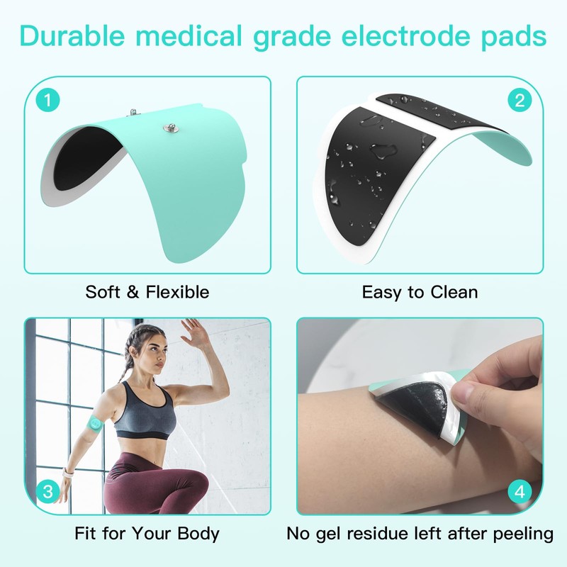 Tens Unit Wireless Electrode Pads 4 Pack, with Standard 3.5mm