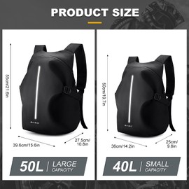 WEPLAN Motorcycle Helmet Backpack Mens Womens Motorbike Helmet Backpack Waterproof Motorcycle Helmet Bag Motorbike Bags for Men Reflective Backpack Cycling Backpack with Helmet Holder Rucksack,Black