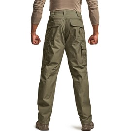 CQR Men's Tactical Pants, Water Resistant Ripstop Cargo Pants, Lightweight EDC Work Hiking Pants, Outdoor Apparel, Raider Soil Green, 44W x 32L