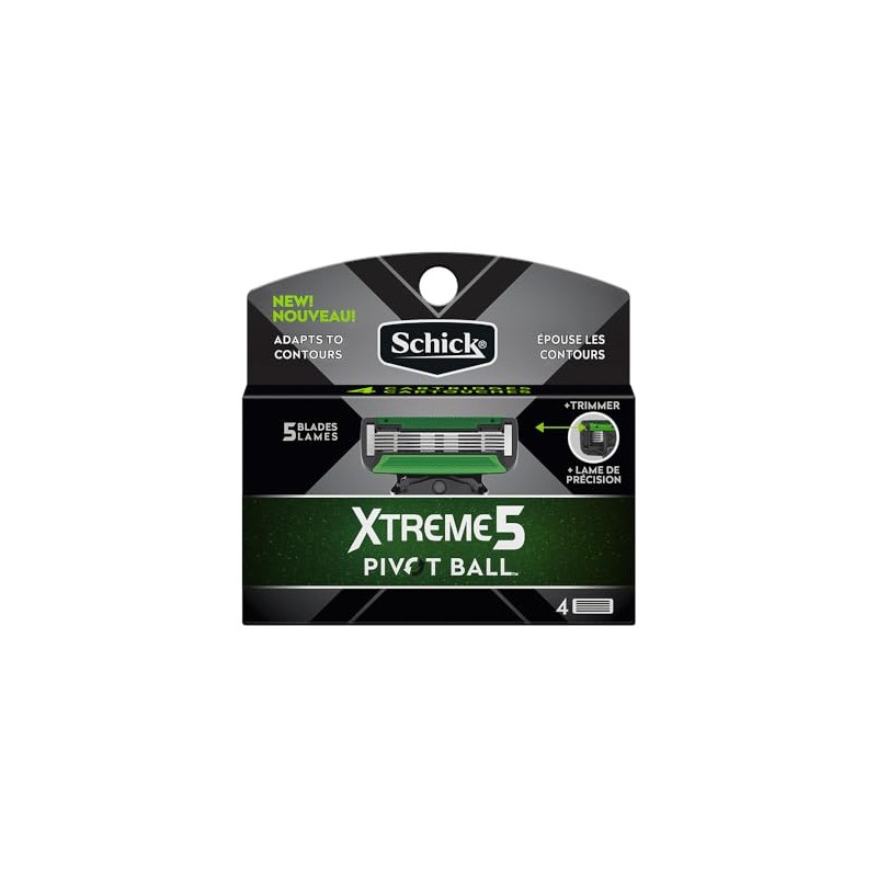 Schick, Cartuchos para Rastrillos Xtreme 5 Pivot Ball, 4 Unidades