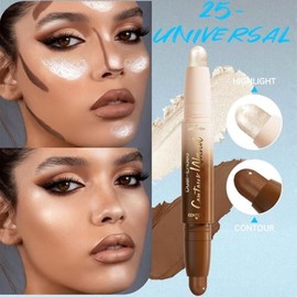 Juego de maquillaje en barra de contorno, 2 rotuladores de doble punta y barras de contorno para moldear la cara, bronceador crema e iluminador imperm