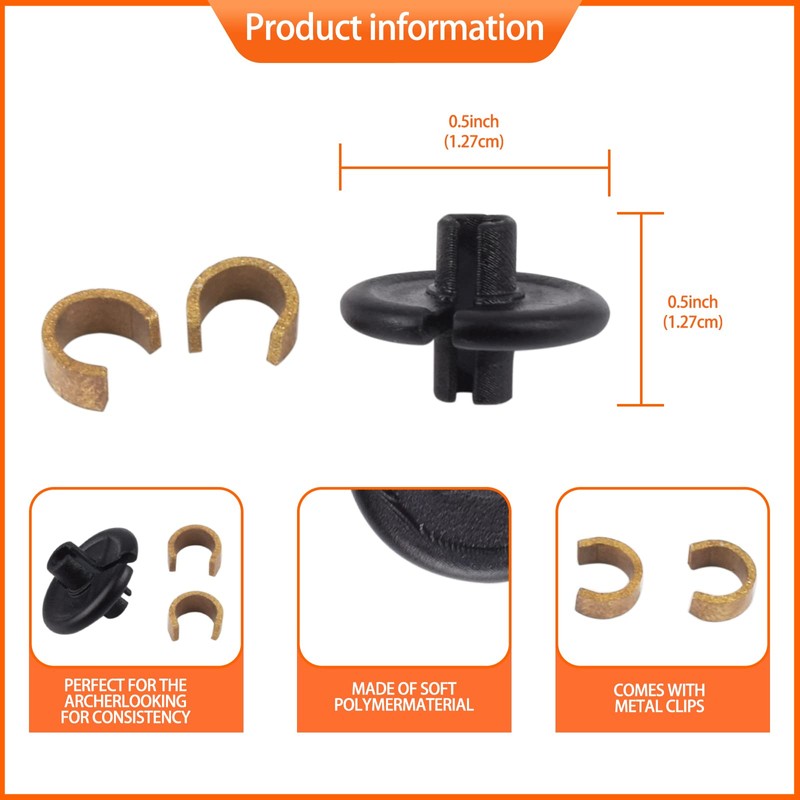 Yls Archery Slide-On Kisser Button Black with Copper Anchor Clips