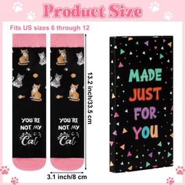 WATINC Funny Cat Socks for Women - Novelty Sock with Gift Box for Cat Lovers, Cute Kitten Themed Cotton Casual Crew Socking with Humor Words for Birthday Sister Mom Friend Teen Gift Idea (1 Pair)