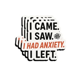 3PCS Funny Anxiety Quote Sticker – “I Came. I Saw. I Had Anxiety. I Left.” – Mental Health Humor Vinyl Sticker for Laptops, Water Bottles, Journals