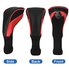 Number-one Golf Club Head Covers for Fairway Woods Driver Hybrids, 3Pcs Long Neck Mesh Golf Club Headcovers Set with Interchangeable No. Tags 3 4 5 6 7 X (Red)