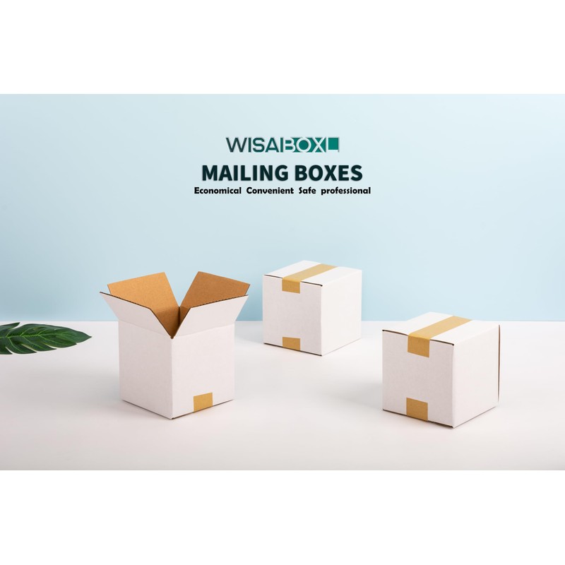 Wisaiboxl 4x4x4 inch White Shipping Boxes, Corrugated Cardboard Small Boxes