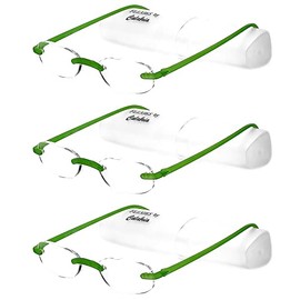 Calabria 715 Flexie Rimless Reading Glasses for Men & Women | Readers +2.75 | Celery (3PACK)