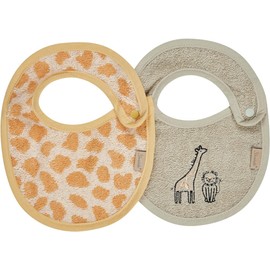 Sterntaler Bib Twin Pack Giraffe & Lion – skin-friendly & comfortable made of absorbent cotton – practical snap closure on the shoulder – for babies & toddlers – gift, from birth