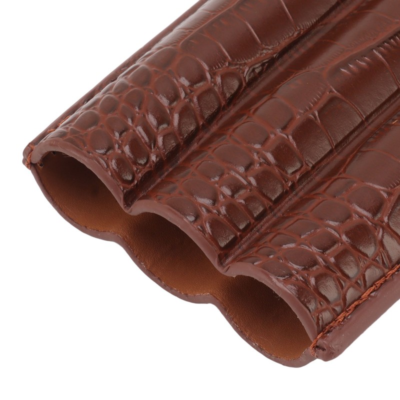 Cigar Holder Case Artificial Leather Portable Durable Elegant 3 Finger