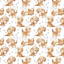 Pingianer Dog 100% Cotton Fabric, Children, Sold by the Metre, Craft, Sewing Fabric (Dog Merry White, 200 x 160 cm)