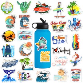 50Pcs Surf Stickers for Water Bottles Surfing Laptop Stickers for Teens Girls&Boys Beach Waterproof Vinyl Stickers