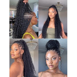 Boho Box Braids Goddess Box Braids Crochet Hair Bohemian Braids Braiding Hair Box Braids with Curly Ends Pre-looped Synthetic Crochet Hair for Women 24 inch 2pack/80strands