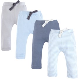 Touched by Nature Unisex Baby Organic Cotton Pants, Lt. Blue Gray, 0-3 Months