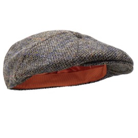 Dingwall 8 Piece Flat Cap - 100% Handwoven Wool - Harris Tweed - Water Resistant - Partridge Brown - 56cm