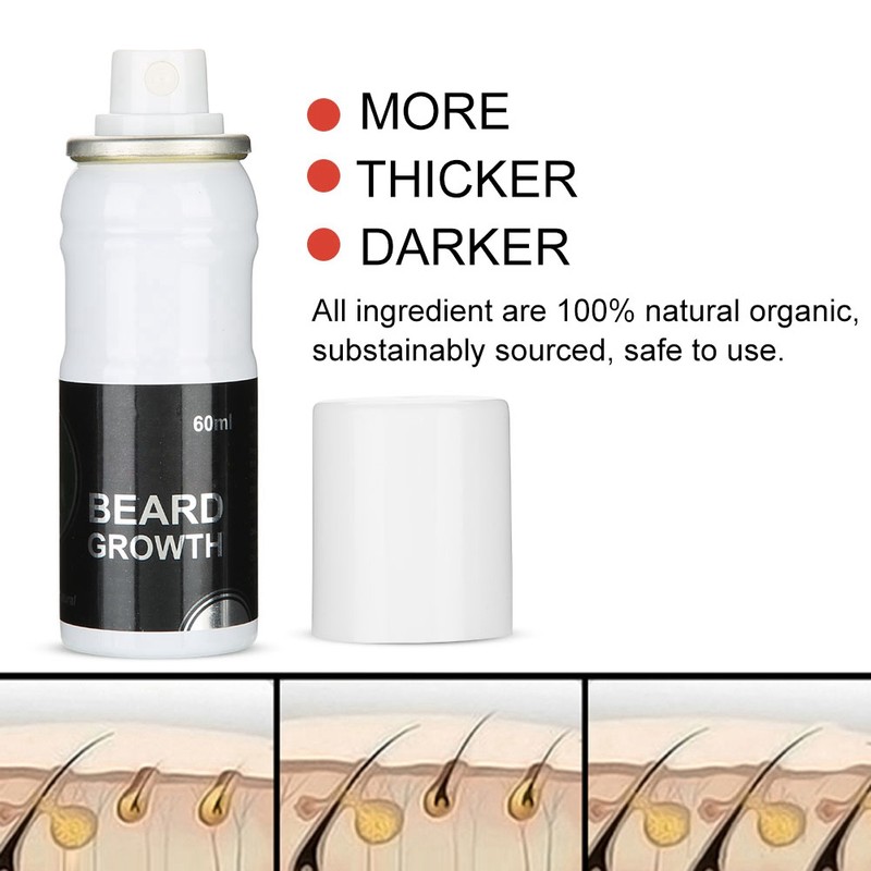 60ml Men Beard Growth Spray Natural Accelerate Beard Growth Oil