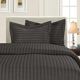 Elegant Comfort 1500 Thread Count -Damask Stripes- Egyptian Quality Luxurious Silky Soft Wrinkle & Fade Resistant 3pc Duvet Cover Set, Full/Queen, Gray