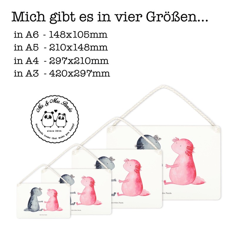 Mr. & Mrs. Panda A4 wooden sign, decorative sign Axolotl