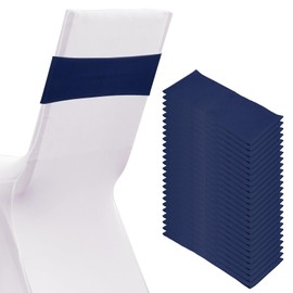 PATIKIL Premium Spandex Chair Sashes Bows, 25 Pcs Elastic Stretch Chair Cover Band Ties with Slider Buckle for Birthday Party Banquet Wedding Decoration, Dark Blue