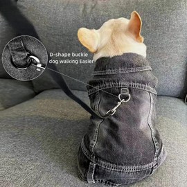 JcDuDoi Dog Jean Jacket Pet Black Denim Coat for Puppy Small Dogs T-Shirt Fashion Classic Overalls Girl Male Boy Cat Costumes Vintage Machine Washable Vest Clothes Outfit Shirts（Black，Small）