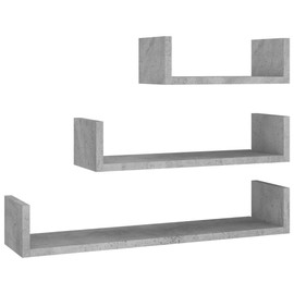 TREATLIFE HOME Wall Display Shelf Set for Stylish Home Organization, 3 Sizes in Concrete Gray Engineered Wood