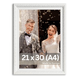 VictoR Rubens Vintage Picture Frame 21 x 30 cm (A4) White Frame 30 x 20 mm Real Glass Baroque Antique Picture Frame 20 x 30 cm A4 White
