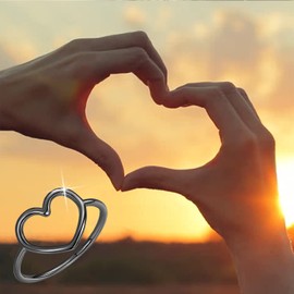 MUNDELL Sterling Silver 925 Simple Minimalist Heart Finger Rings for Women Wedding Engagement Statement Jewelry, Metal, No Gemstone