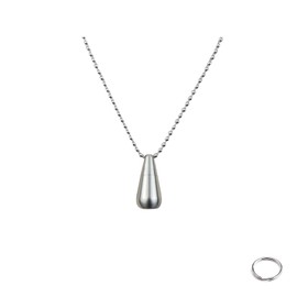 Small Drop-Shaped Pill Box Organiser, Waterproof Keychain Pill Holder, Stainless Steel Pill Container for Travel Pocket Purse, Unique Pendant for Necklace, Portable EDC Pill Case with Keyring for Outdoor/Daily/Emergency (Teardrop-S with Necklace)