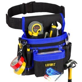 Tool Belt,Magnetic Tool Pouch,14-Pockets Tool Belts for Men,Detachable & Adjustable Tool Pouch belt for Electrician,Carpenter,Construction,Work Apron,Utility Belt,Black-Blue