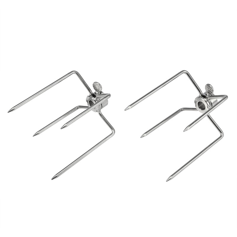 2PCS Multifunctional Stainless Steel BBQ Fork Grill Fork Roast Spit