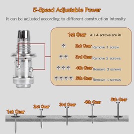 Concrete Nail Gun Kit with 200 Round Nails Professional Concrete Nailer, 5-Speed Mini Steel Nail Gun for Brick, Concrete Walls, Ceiling Anchors Portable Nail Gun for Woodworking, Concrete