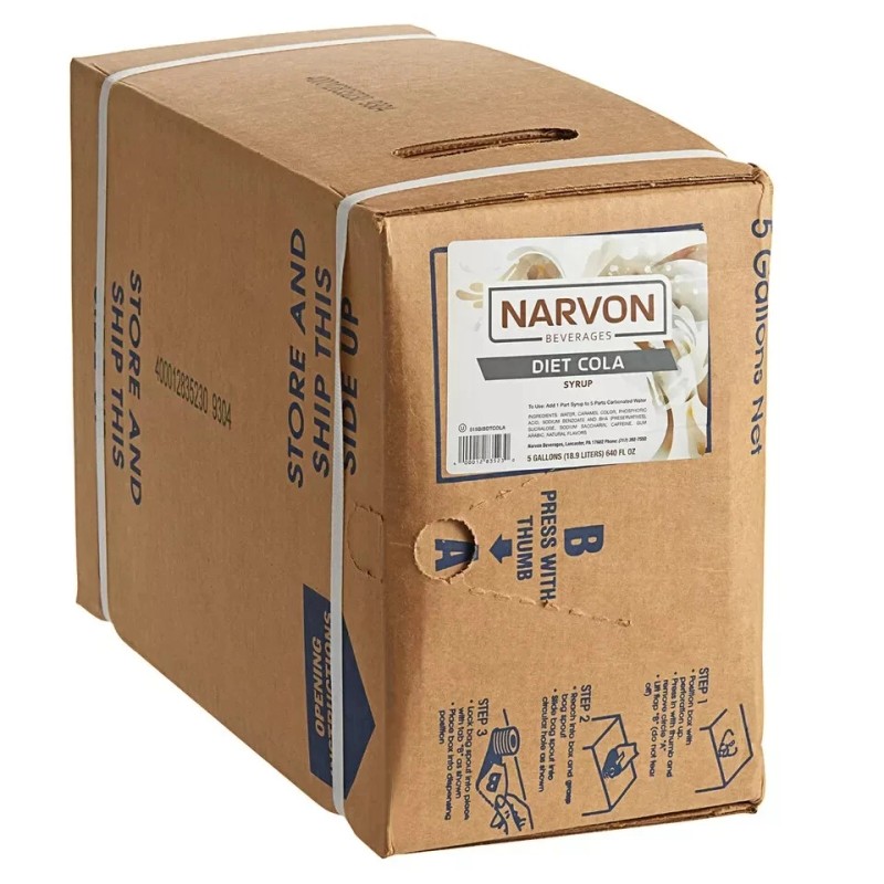 Narvon Diet Cola Beverage / Soda Syrup 5 Gallon Bag
