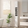 Freestanding Slim Wood Minimalist Bathroom Cabinet Painted Finish 12-Inch Width