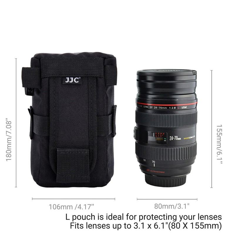 JJC Lens Bag Protective Case, black, L, Lens Pouch